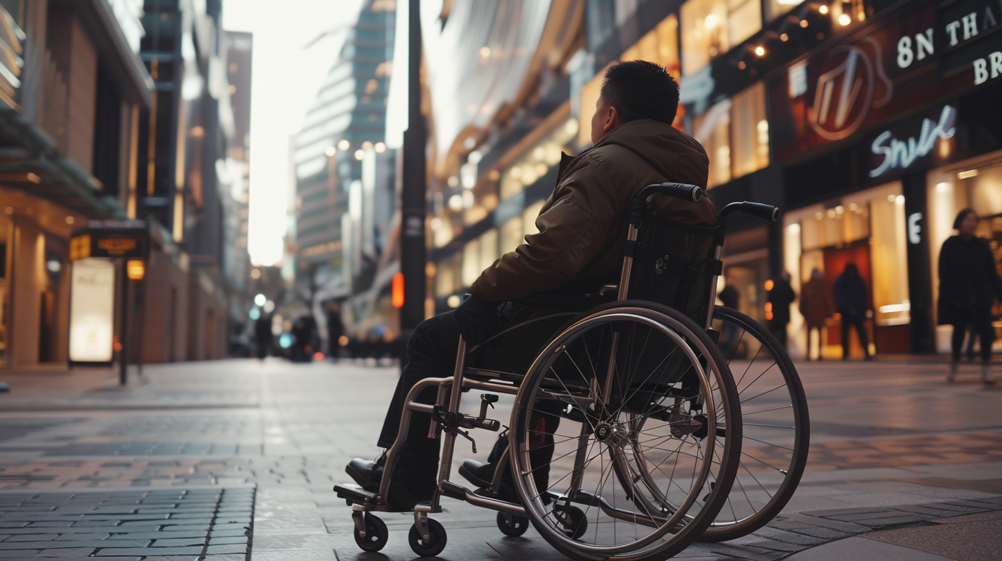 Person overcoming a physical challenge using a prosthetic limb (motor vehicle accident injuries, limb loss, resilience).