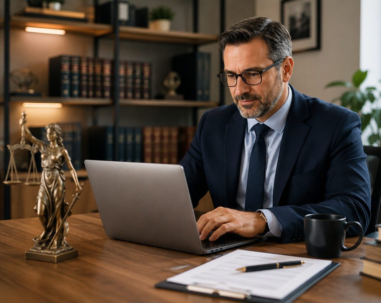 Professional SSDI lawyer lead generation consultation showing a disability law firm attorney reviewing qualified Social Security Disability case opportunities in a modern office.