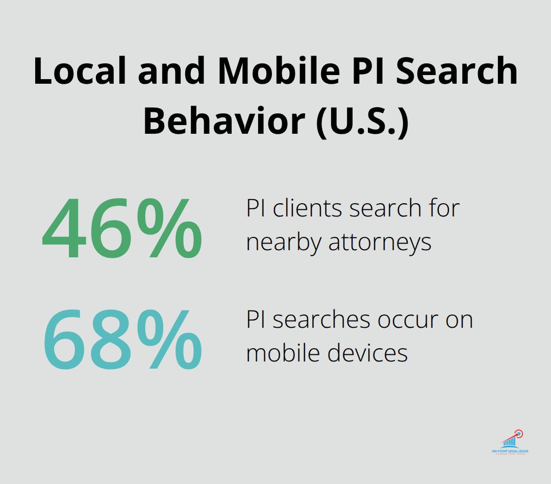 Share of personal injury searches that are local and on mobile devices in the United States. - how to generate personal injury leads