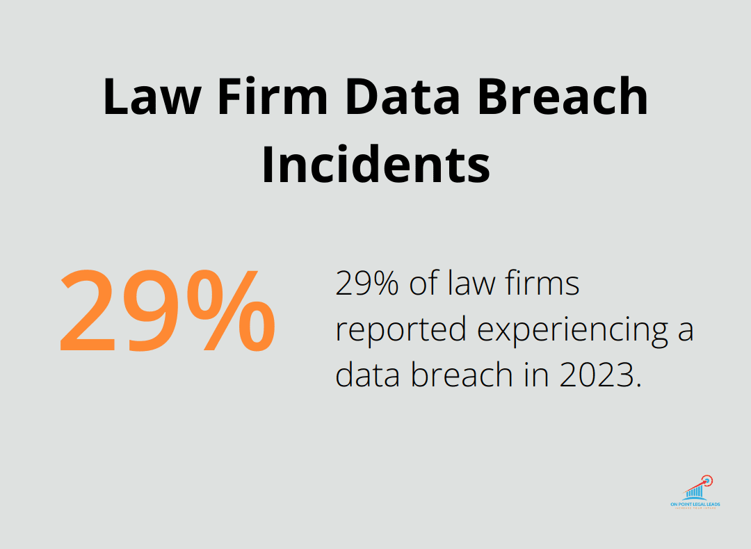 Pie chart showing 29% of law firms reported experiencing a data breach in 2023