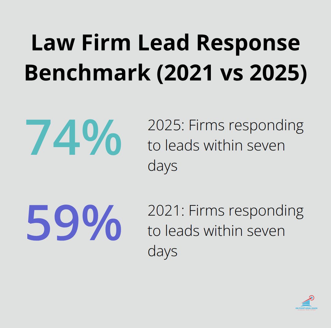 Share of firms responding to leads within seven days in 2021 versus 2025