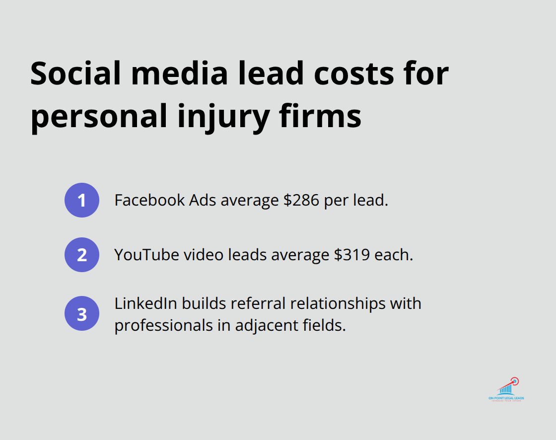 Cost per lead by social platform for U.S. personal injury marketing