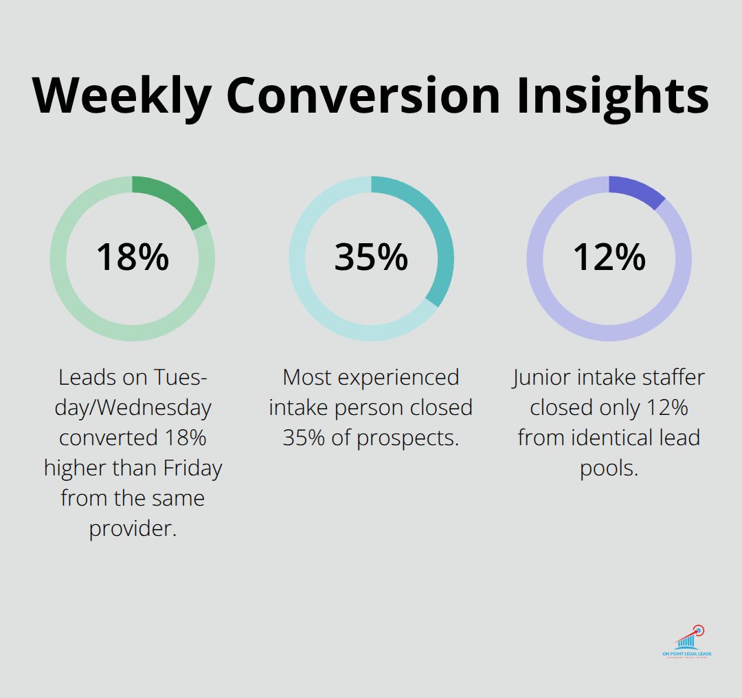Percent differences observed in weekly SSDI lead conversion performance. - SSDI case lead pricing