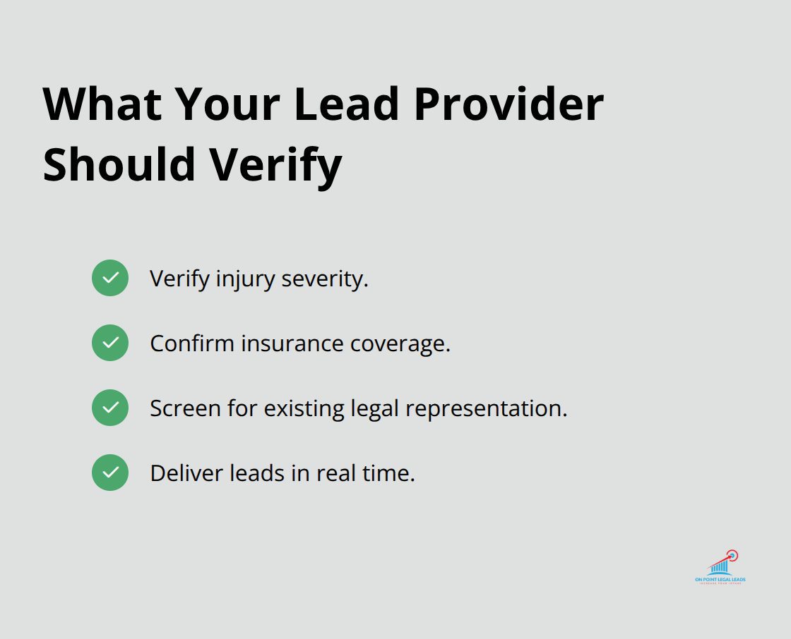 Checklist of key SSDI lead screening criteria to demand from providers.